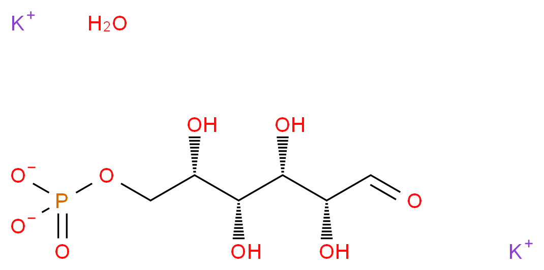 dipotassium (2R,3S,4R,5S)-2,3,4,5-tetrahydroxy-6-(phosphonatooxy)hexanal hydrate_分子结构_CAS_5996-17-8