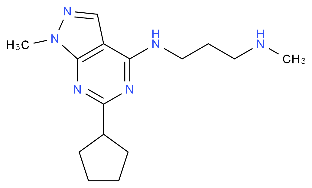 (6-cyclopentyl-1-methyl-1H-pyrazolo[3,4-d]pyrimidin-4-yl)[3-(methylamino)propyl]amine_分子结构_CAS_)
