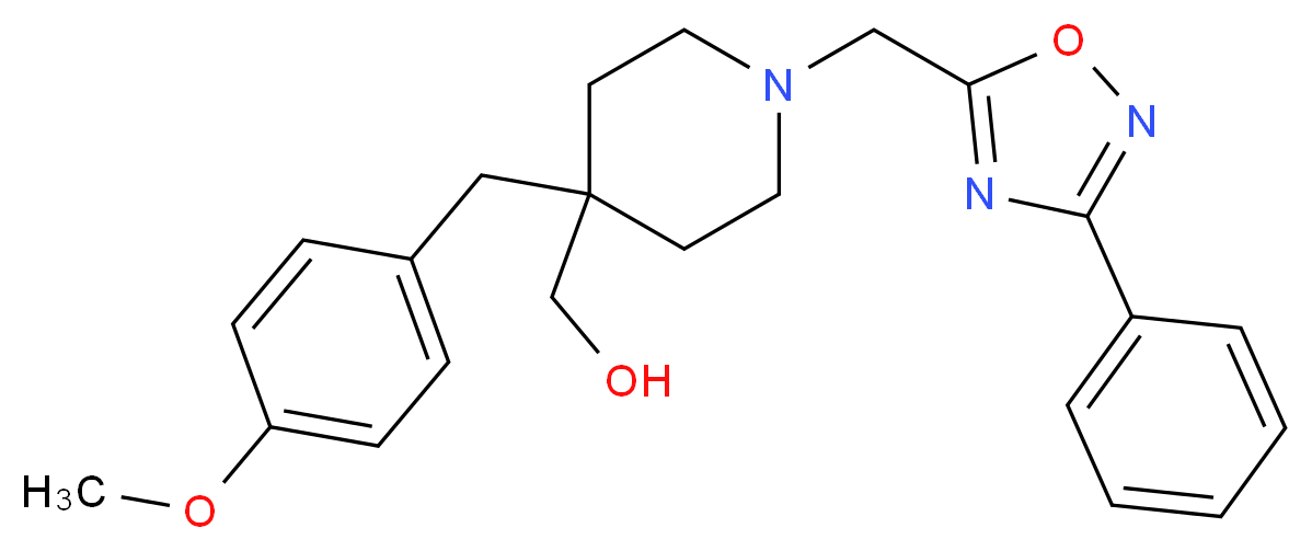 {4-(4-methoxybenzyl)-1-[(3-phenyl-1,2,4-oxadiazol-5-yl)methyl]-4-piperidinyl}methanol_分子结构_CAS_)
