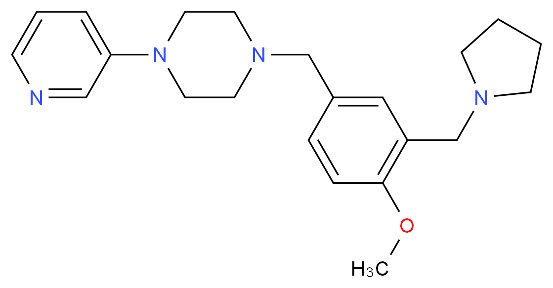 1-[4-methoxy-3-(pyrrolidin-1-ylmethyl)benzyl]-4-pyridin-3-ylpiperazine_分子结构_CAS_)