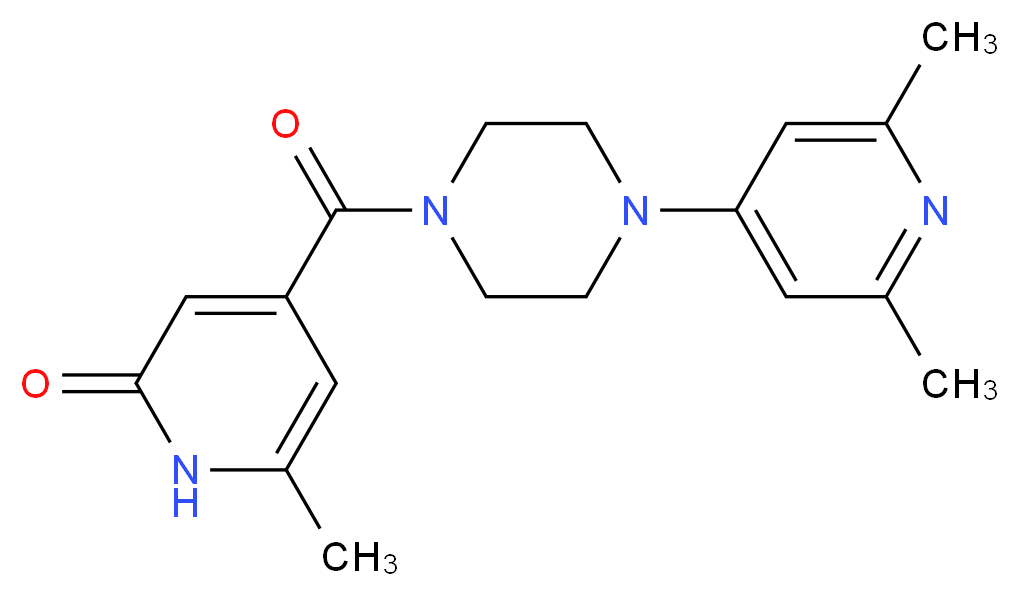 4-{[4-(2,6-dimethylpyridin-4-yl)piperazin-1-yl]carbonyl}-6-methylpyridin-2(1H)-one_分子结构_CAS_)