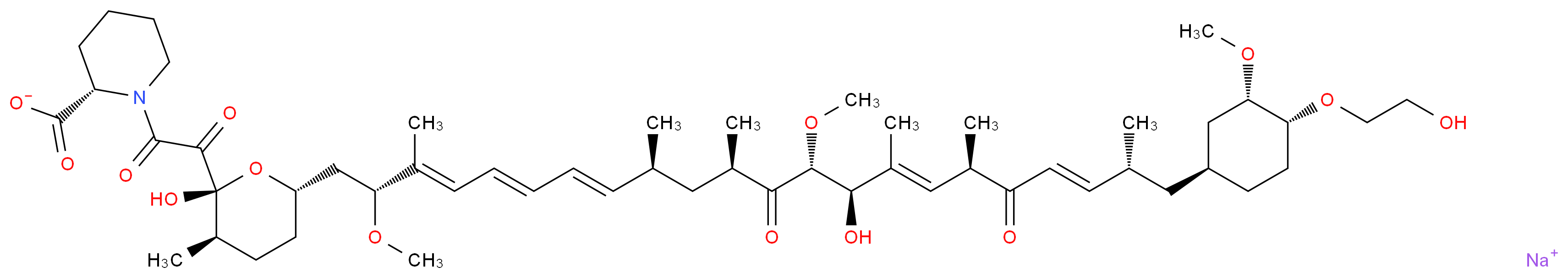 (19E/Z)-seco-[4-O-(2-Hydroxyethyl)] Rapamycin Sodium Salt >80%_分子结构_CAS_)