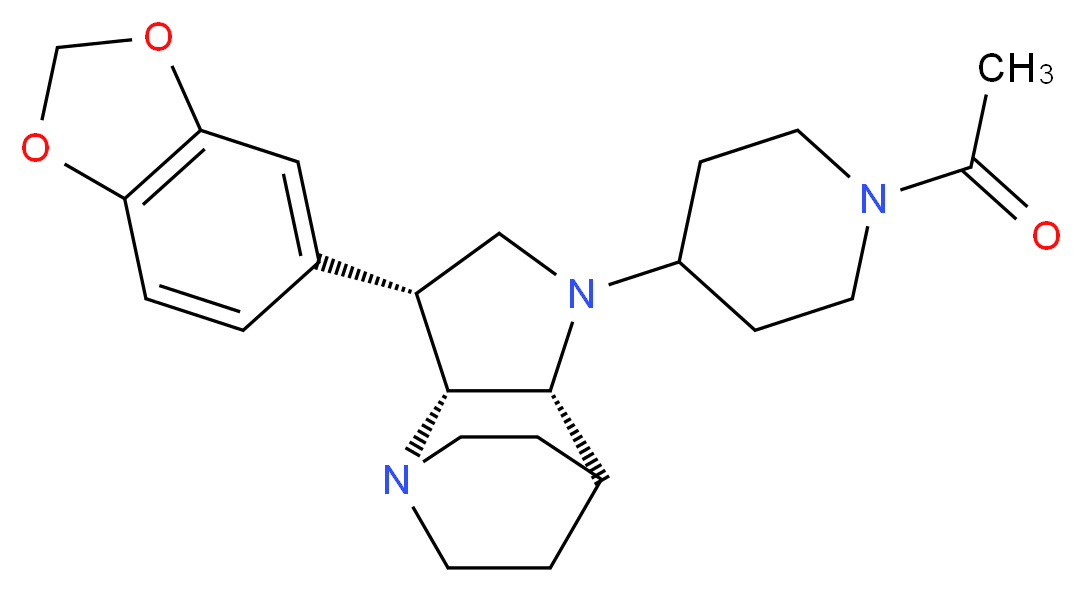 (3R*,3aR*,7aR*)-1-(1-acetylpiperidin-4-yl)-3-(1,3-benzodioxol-5-yl)octahydro-4,7-ethanopyrrolo[3,2-b]pyridine_分子结构_CAS_)