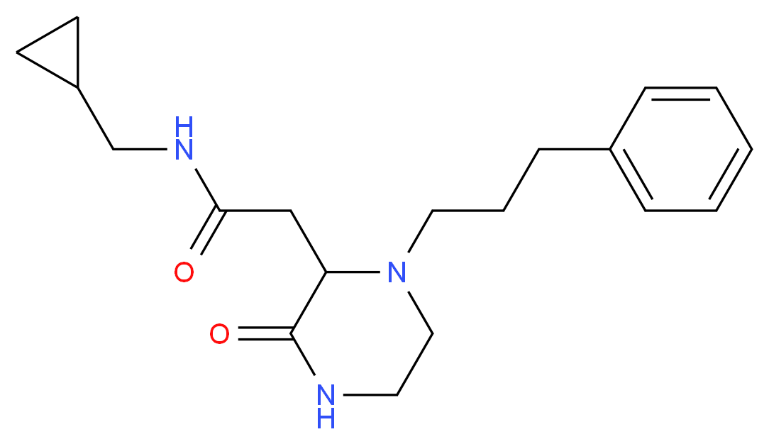 N-(cyclopropylmethyl)-2-[3-oxo-1-(3-phenylpropyl)-2-piperazinyl]acetamide_分子结构_CAS_)