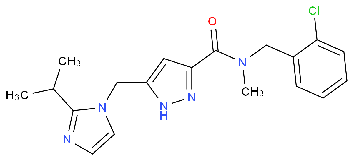 N-(2-chlorobenzyl)-5-[(2-isopropyl-1H-imidazol-1-yl)methyl]-N-methyl-1H-pyrazole-3-carboxamide_分子结构_CAS_)