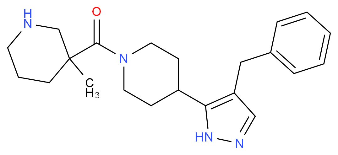 4-(4-benzyl-1H-pyrazol-5-yl)-1-[(3-methylpiperidin-3-yl)carbonyl]piperidine_分子结构_CAS_)