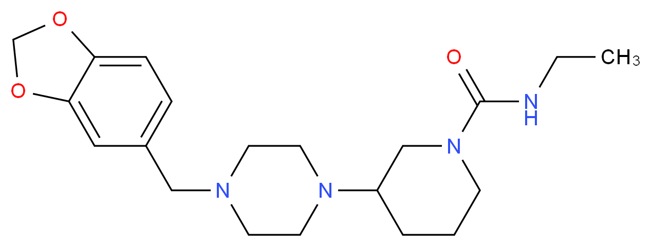 3-[4-(1,3-benzodioxol-5-ylmethyl)-1-piperazinyl]-N-ethyl-1-piperidinecarboxamide_分子结构_CAS_)