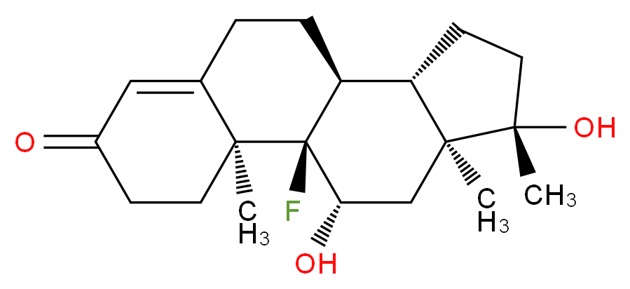 (1R,2S,10S,11S,14S,15S,17S)-1-fluoro-14,17-dihydroxy-2,14,15-trimethyltetracyclo[8.7.0.0^{2,7}.0^{11,15}]heptadec-6-en-5-one_分子结构_CAS_76-43-7