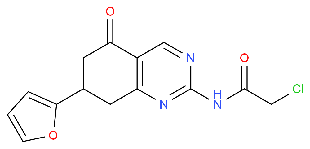 2-Chloro-N-[7-(2-furyl)-5-oxo-5,6,7,8-tetrahydroquinazolin-2-yl]acetamide_分子结构_CAS_)