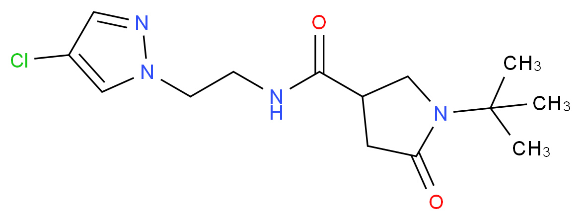 1-tert-butyl-N-[2-(4-chloro-1H-pyrazol-1-yl)ethyl]-5-oxo-3-pyrrolidinecarboxamide_分子结构_CAS_)
