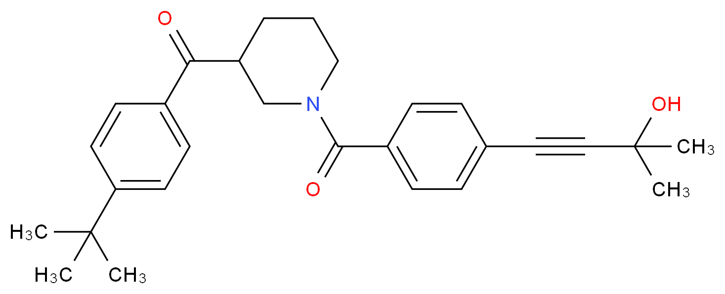 (4-tert-butylphenyl){1-[4-(3-hydroxy-3-methyl-1-butyn-1-yl)benzoyl]-3-piperidinyl}methanone_分子结构_CAS_)