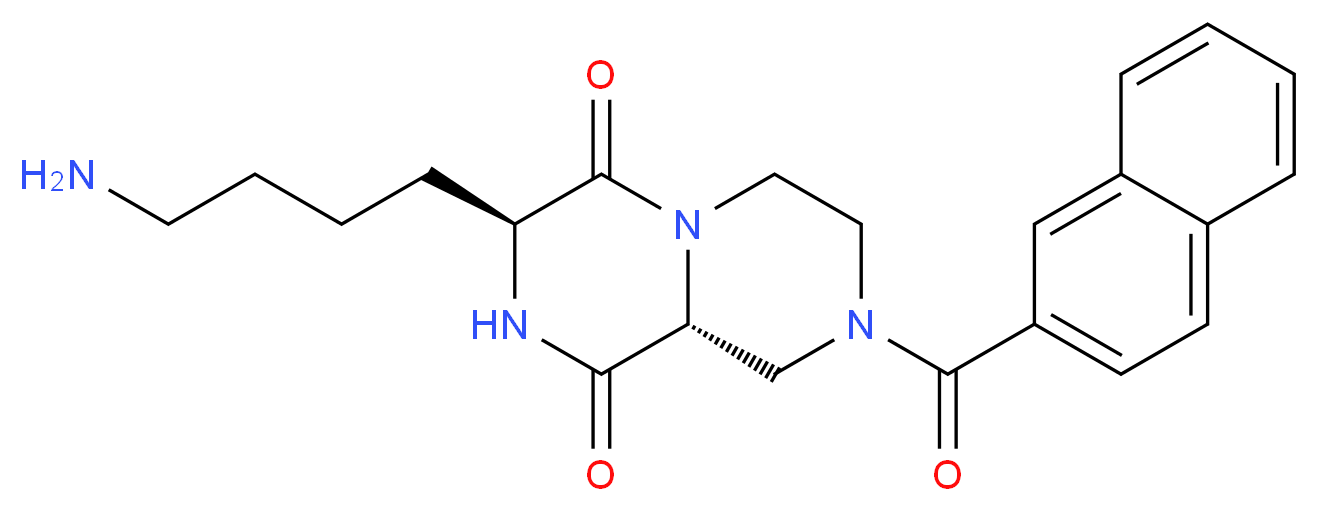 (3S,9aR)-3-(4-aminobutyl)-8-(2-naphthoyl)tetrahydro-2H-pyrazino[1,2-a]pyrazine-1,4(3H,6H)-dione_分子结构_CAS_)