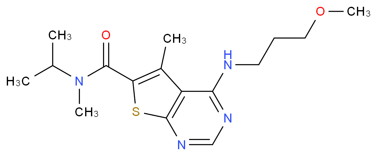 N-isopropyl-4-[(3-methoxypropyl)amino]-N,5-dimethylthieno[2,3-d]pyrimidine-6-carboxamide_分子结构_CAS_)
