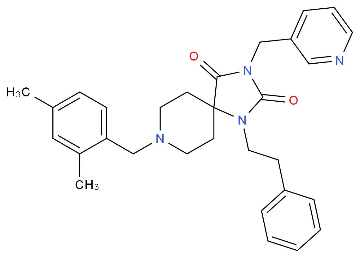 8-(2,4-dimethylbenzyl)-1-(2-phenylethyl)-3-(3-pyridinylmethyl)-1,3,8-triazaspiro[4.5]decane-2,4-dione_分子结构_CAS_)