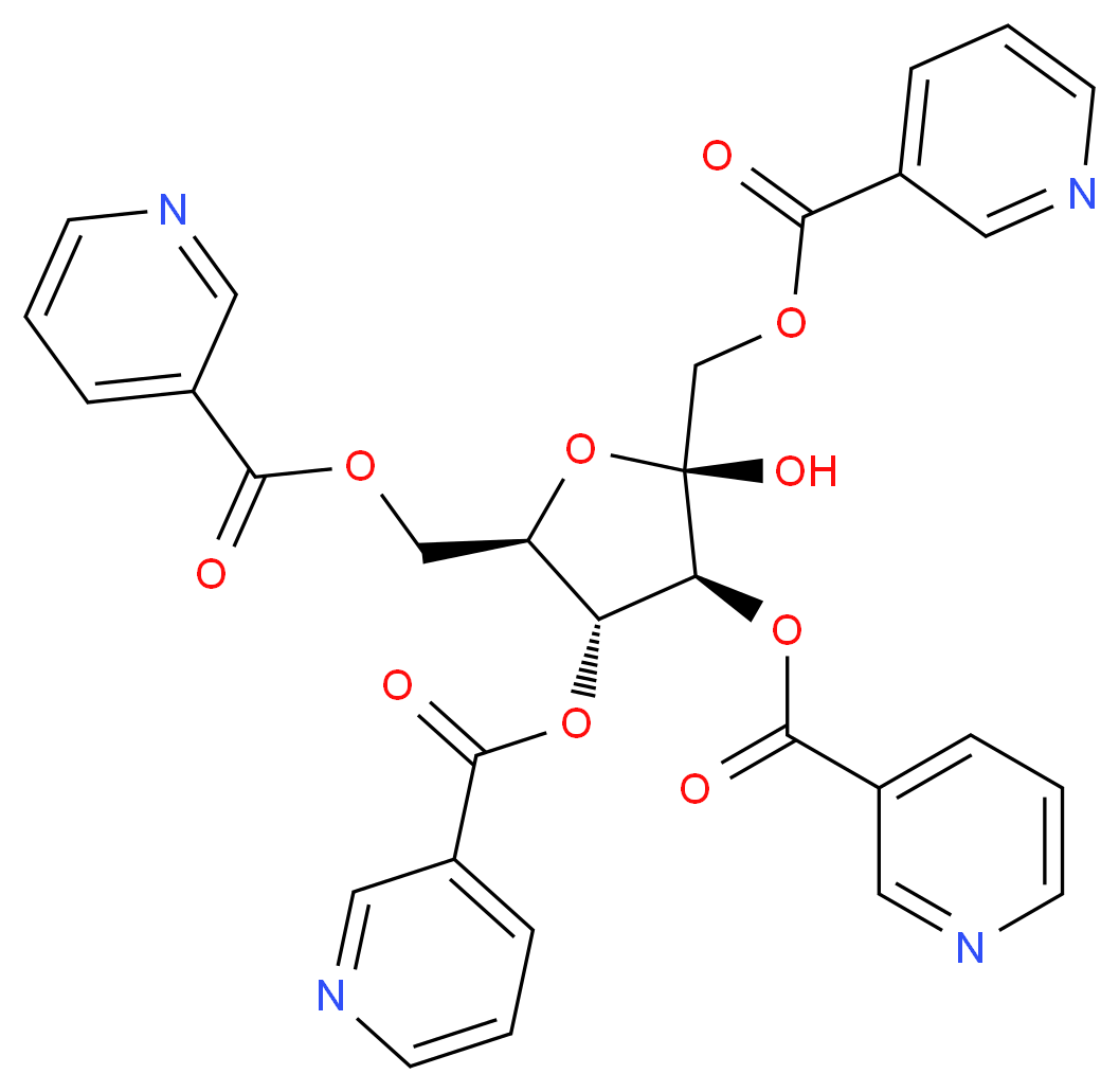 [(2R,3S,4R,5R)-2-hydroxy-3,4-bis(pyridine-3-carbonyloxy)-5-[(pyridine-3-carbonyloxy)methyl]oxolan-2-yl]methyl pyridine-3-carboxylate_分子结构_CAS_15351-13-0