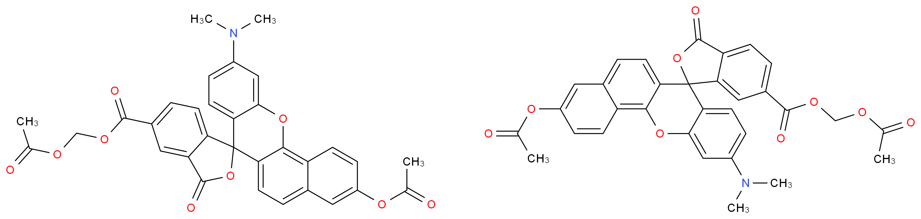 {[9'-(acetyloxy)-2'-(dimethylamino)-3-oxo-3H-12'-oxaspiro[2-benzofuran-1,5'-tetraphene]-5-yl]carbonyloxy}methyl acetate {[9'-(acetyloxy)-2'-(dimethylamino)-3-oxo-3H-12'-oxaspiro[2-benzofuran-1,5'-tetraphene]-6-yl]carbonyloxy}methyl acetate_分子结构_CAS_83104-85-2