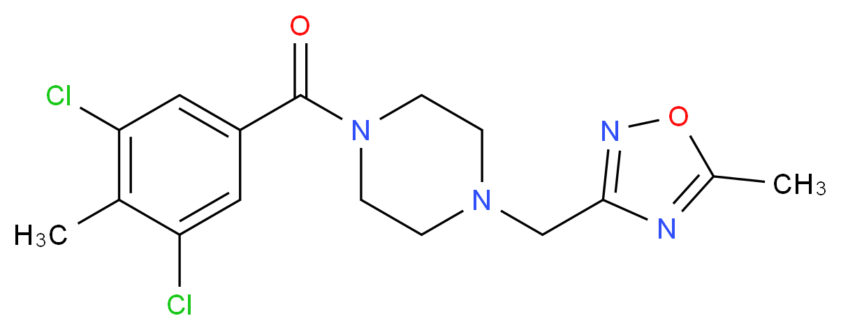 1-(3,5-dichloro-4-methylbenzoyl)-4-[(5-methyl-1,2,4-oxadiazol-3-yl)methyl]piperazine_分子结构_CAS_)