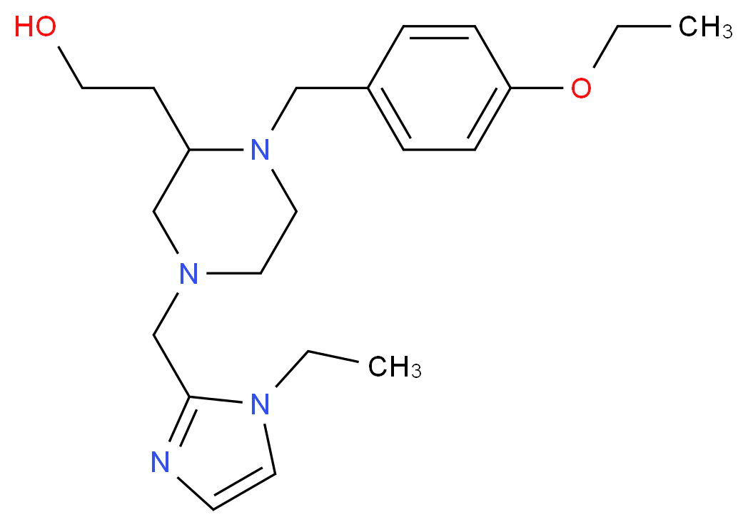 2-{1-(4-ethoxybenzyl)-4-[(1-ethyl-1H-imidazol-2-yl)methyl]-2-piperazinyl}ethanol_分子结构_CAS_)