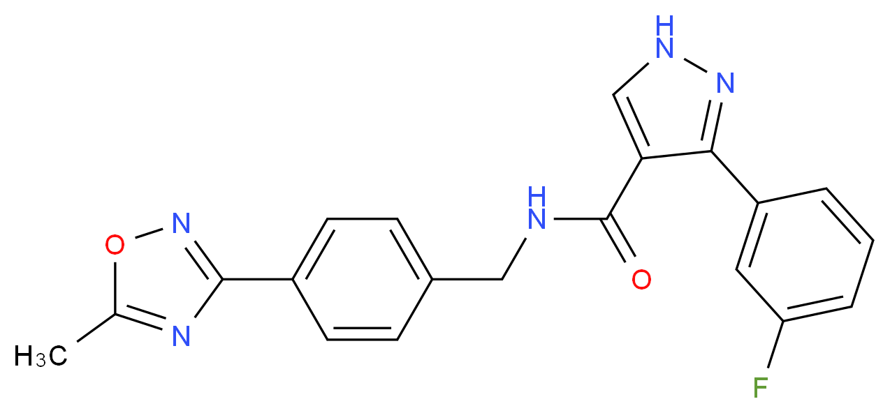 3-(3-fluorophenyl)-N-[4-(5-methyl-1,2,4-oxadiazol-3-yl)benzyl]-1H-pyrazole-4-carboxamide_分子结构_CAS_)
