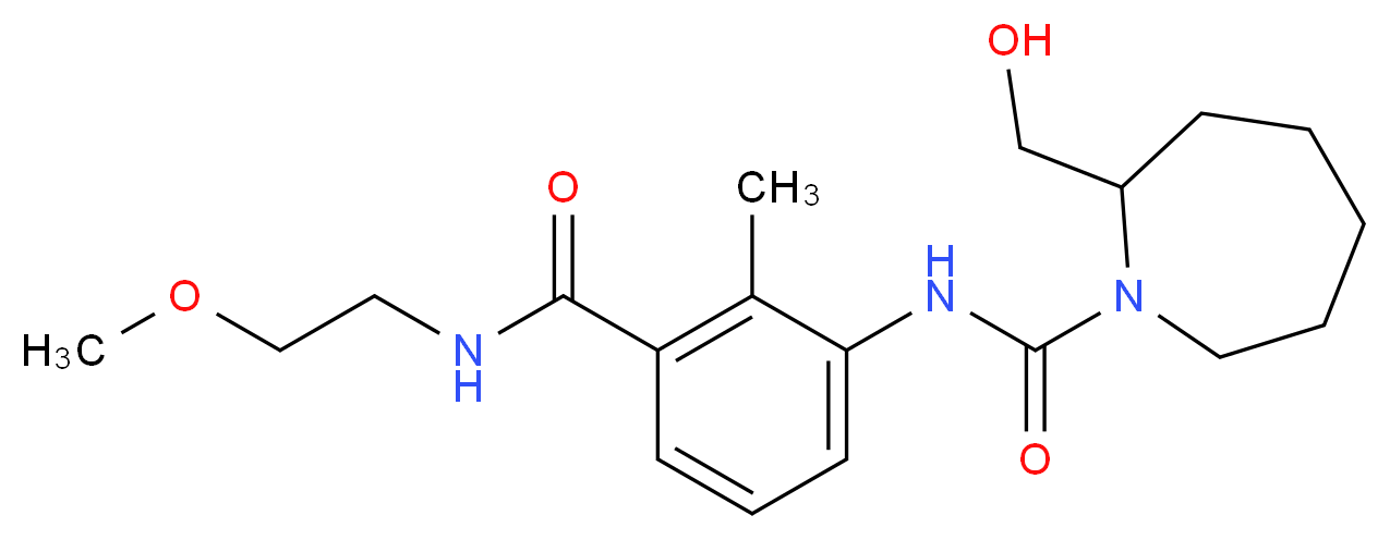 2-(hydroxymethyl)-N-(3-{[(2-methoxyethyl)amino]carbonyl}-2-methylphenyl)azepane-1-carboxamide_分子结构_CAS_)