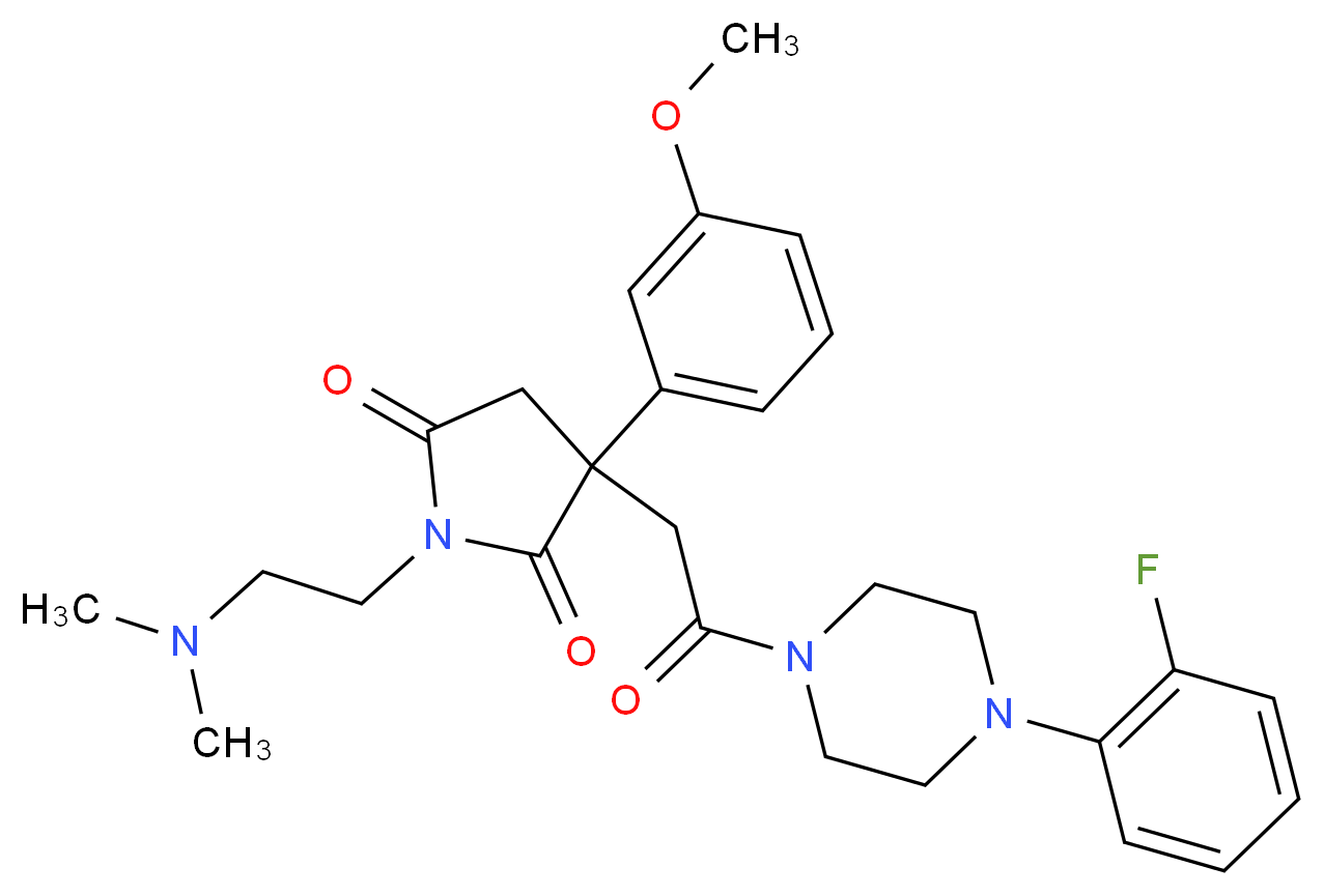 1-[2-(dimethylamino)ethyl]-3-{2-[4-(2-fluorophenyl)-1-piperazinyl]-2-oxoethyl}-3-(3-methoxyphenyl)-2,5-pyrrolidinedione_分子结构_CAS_)