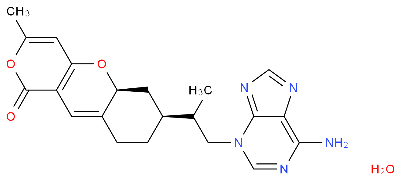 Aminopurinyl pyranobenzopyranone 一水合物_分子结构_CAS_603113-07-1(anhydrous))