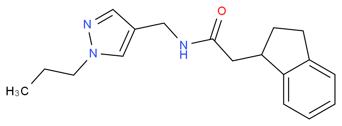2-(2,3-dihydro-1H-inden-1-yl)-N-[(1-propyl-1H-pyrazol-4-yl)methyl]acetamide_分子结构_CAS_)