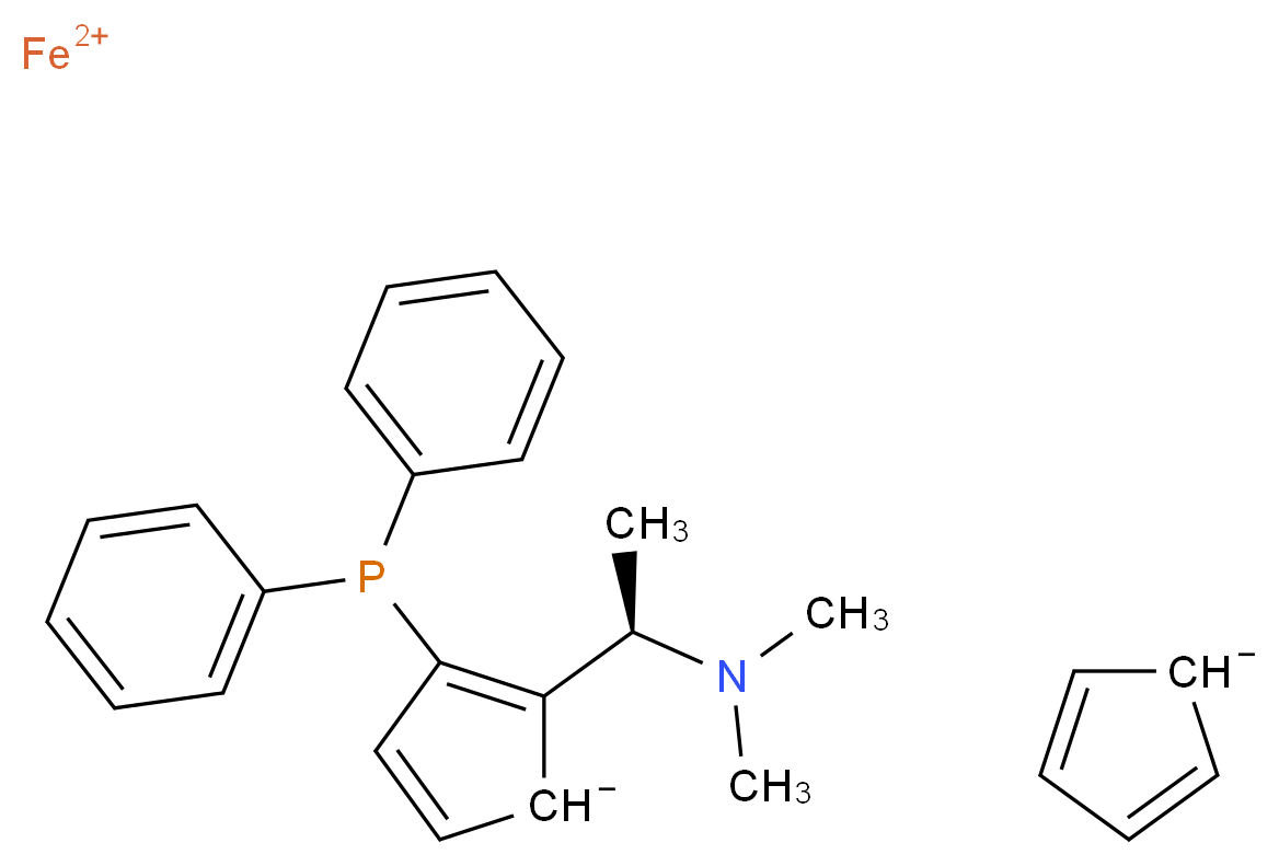 λ<sup>2</sup>-iron(2+) ion 2-[(1R)-1-(dimethylamino)ethyl]-3-(diphenylphosphanyl)cyclopenta-2,4-dien-1-ide cyclopenta-2,4-dien-1-ide_分子结构_CAS_55700-44-2