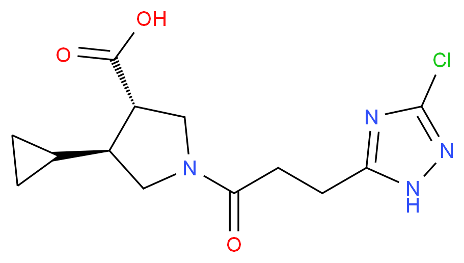 (3S*,4S*)-1-[3-(3-chloro-1H-1,2,4-triazol-5-yl)propanoyl]-4-cyclopropylpyrrolidine-3-carboxylic acid_分子结构_CAS_)