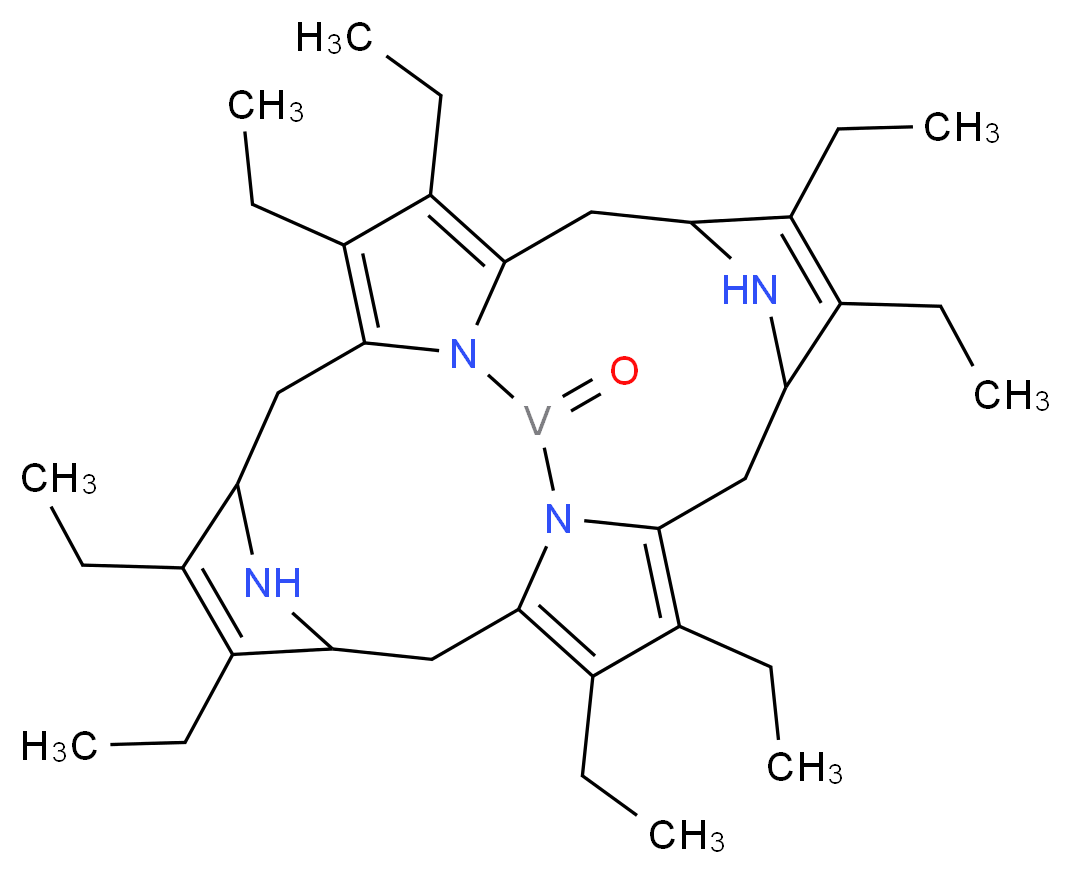 4,5,9,10,14,15,19,20-octaethyl-22-oxo-21,23,24,25-tetraaza-22-vanadahexacyclo[9.9.3.1<sup>3</sup>,<sup>6</sup>.1<sup>1</sup><sup>3</sup>,<sup>1</sup><sup>6</sup>.0<sup>8</sup>,<sup>2</sup><sup>3</sup>.0<sup>1</sup><sup>8</sup>,<sup>2</sup><sup>1</sup>]pentacosa-1(20),4,8,10,14,18-hexaene_分子结构_CAS_27860-55-5