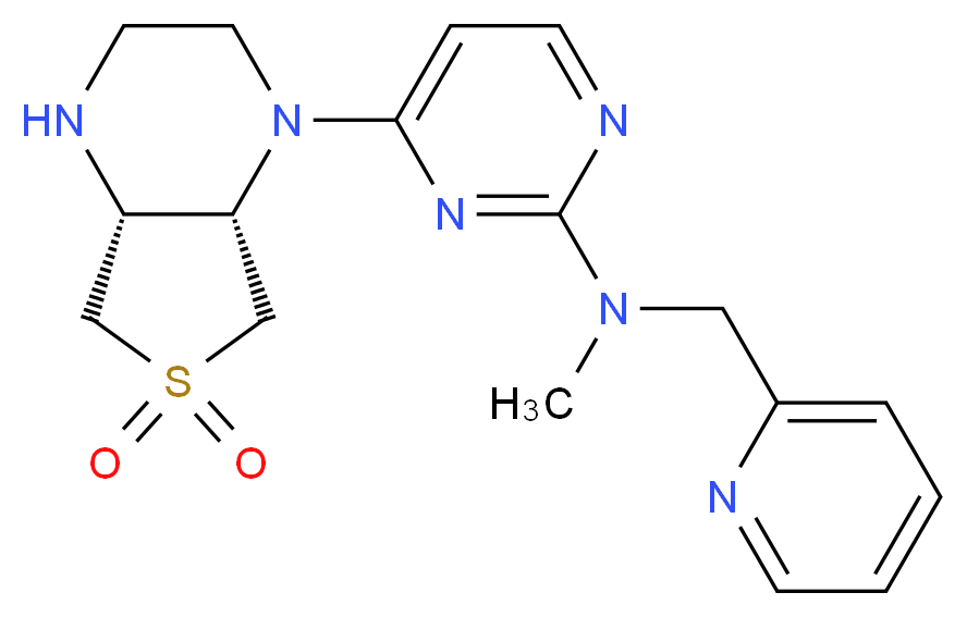 4-[(4aR*,7aS*)-6,6-dioxidohexahydrothieno[3,4-b]pyrazin-1(2H)-yl]-N-methyl-N-(pyridin-2-ylmethyl)pyrimidin-2-amine_分子结构_CAS_)