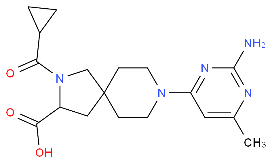 8-(2-amino-6-methyl-4-pyrimidinyl)-2-(cyclopropylcarbonyl)-2,8-diazaspiro[4.5]decane-3-carboxylic acid_分子结构_CAS_)
