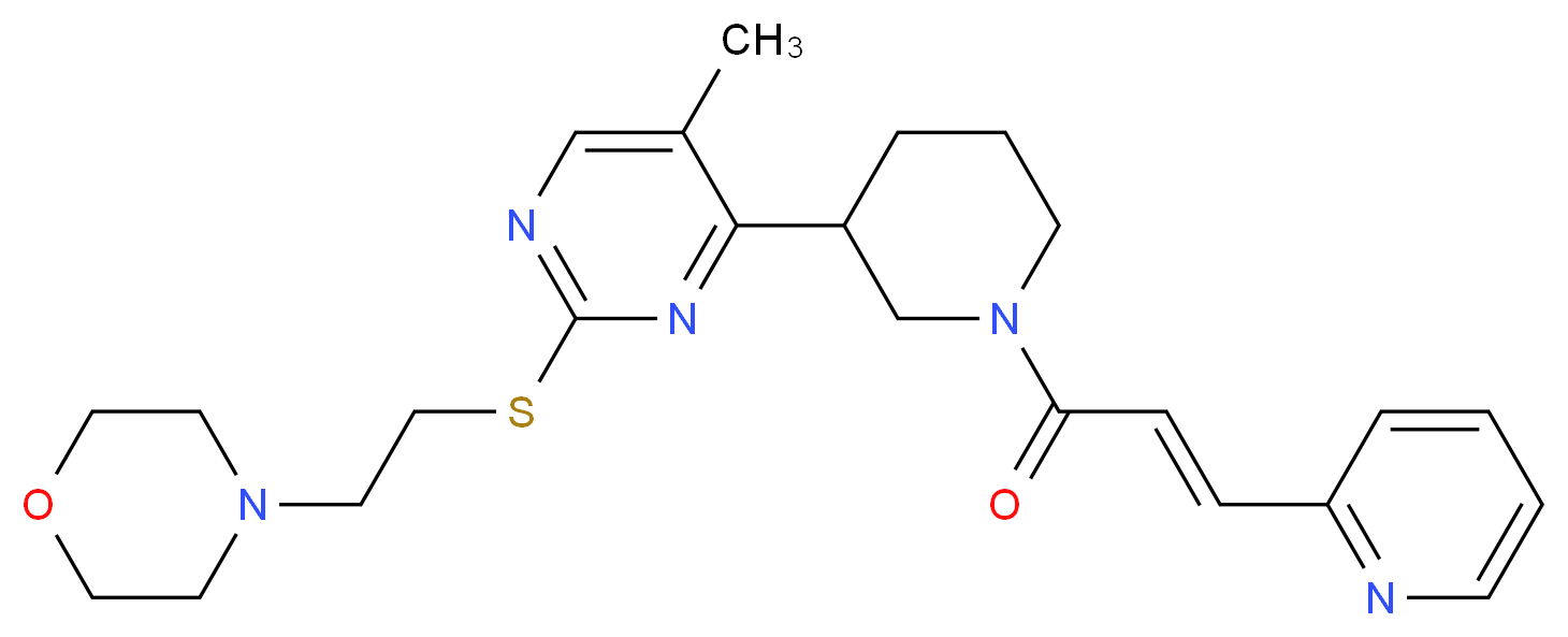 4-{2-[(5-methyl-4-{1-[(2E)-3-(2-pyridinyl)-2-propenoyl]-3-piperidinyl}-2-pyrimidinyl)thio]ethyl}morpholine_分子结构_CAS_)