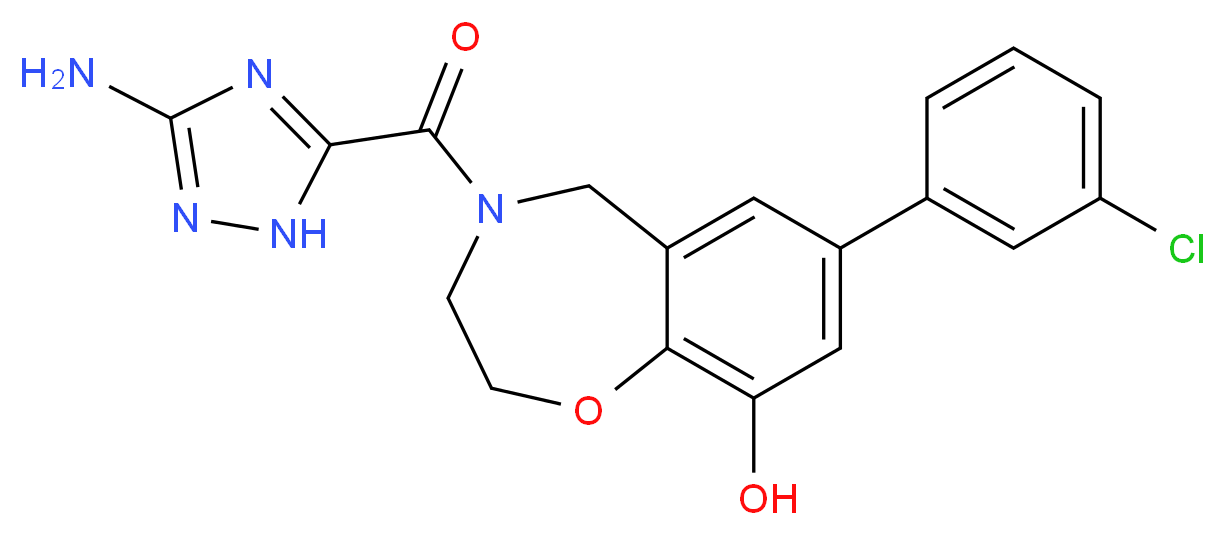 4-[(3-amino-1H-1,2,4-triazol-5-yl)carbonyl]-7-(3-chlorophenyl)-2,3,4,5-tetrahydro-1,4-benzoxazepin-9-ol_分子结构_CAS_)