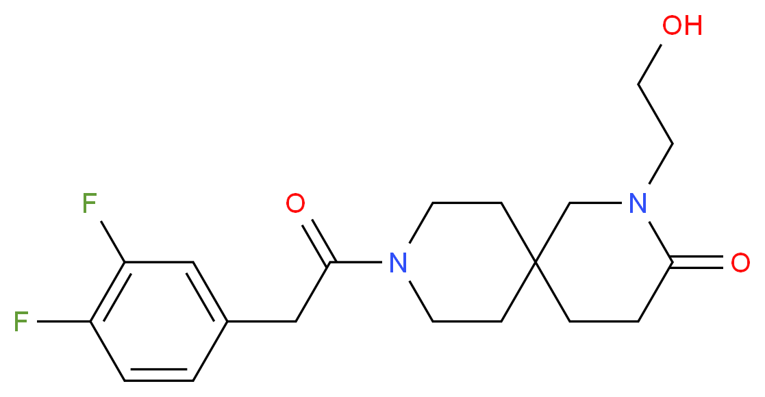 9-[(3,4-difluorophenyl)acetyl]-2-(2-hydroxyethyl)-2,9-diazaspiro[5.5]undecan-3-one_分子结构_CAS_)