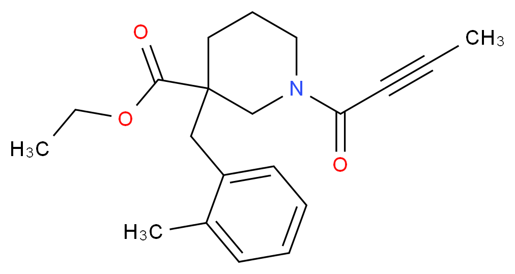 ethyl 1-(2-butynoyl)-3-(2-methylbenzyl)-3-piperidinecarboxylate_分子结构_CAS_)