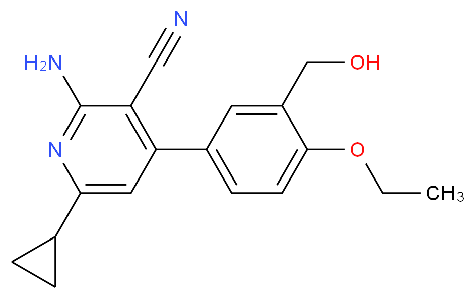 2-amino-6-cyclopropyl-4-[4-ethoxy-3-(hydroxymethyl)phenyl]nicotinonitrile_分子结构_CAS_)