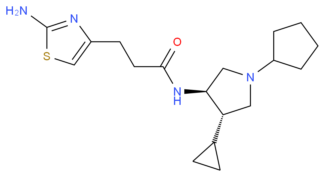 3-(2-amino-1,3-thiazol-4-yl)-N-[(3R*,4S*)-1-cyclopentyl-4-cyclopropyl-3-pyrrolidinyl]propanamide_分子结构_CAS_)