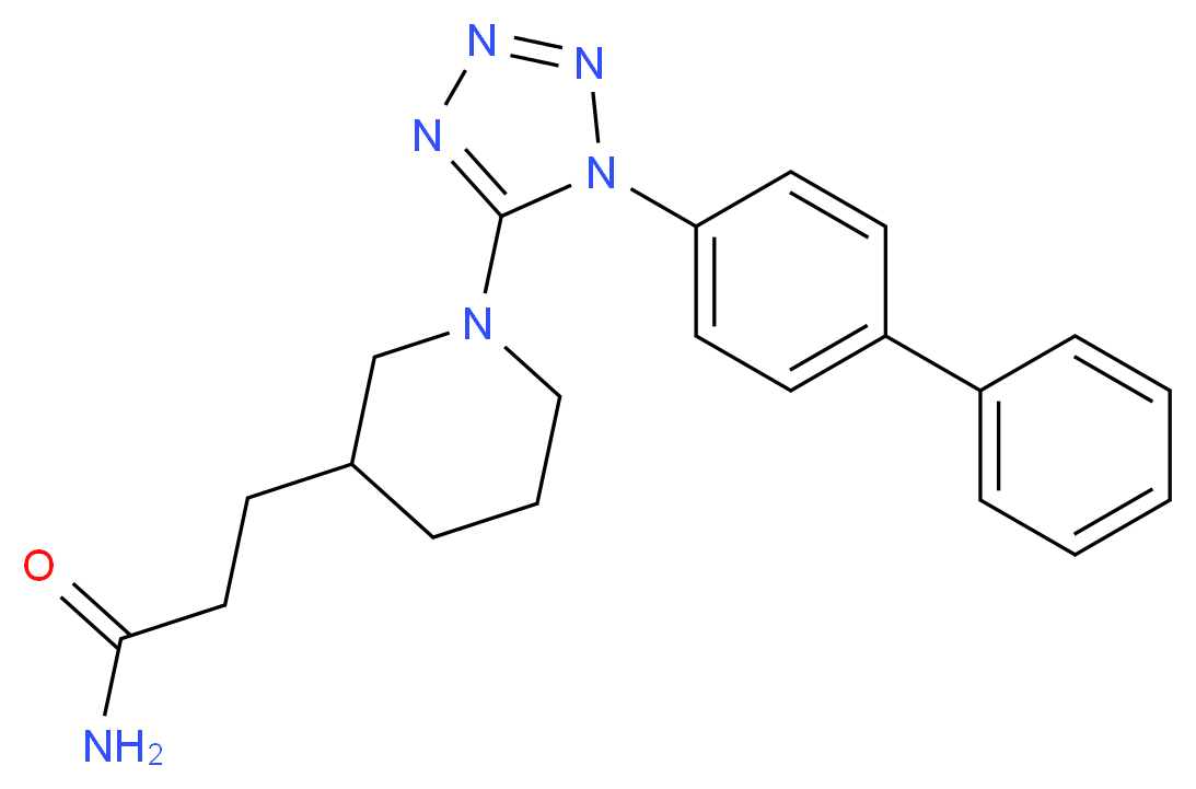 3-{1-[1-(4-biphenylyl)-1H-tetrazol-5-yl]-3-piperidinyl}propanamide_分子结构_CAS_)