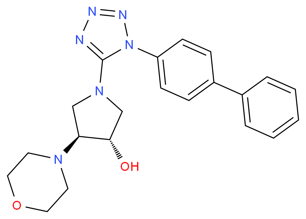 (3S*,4S*)-1-[1-(4-biphenylyl)-1H-tetrazol-5-yl]-4-(4-morpholinyl)-3-pyrrolidinol_分子结构_CAS_)