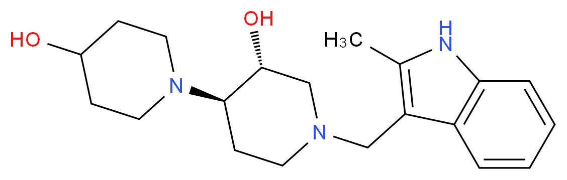 (3'R*,4'R*)-1'-[(2-methyl-1H-indol-3-yl)methyl]-1,4'-bipiperidine-3',4-diol_分子结构_CAS_)