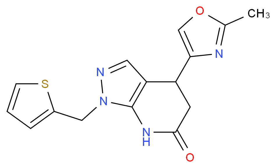4-(2-methyl-1,3-oxazol-4-yl)-1-(2-thienylmethyl)-1,4,5,7-tetrahydro-6H-pyrazolo[3,4-b]pyridin-6-one_分子结构_CAS_)