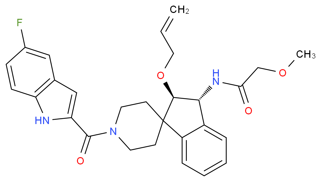 N-{(2R*,3R*)-2-(allyloxy)-1'-[(5-fluoro-1H-indol-2-yl)carbonyl]-2,3-dihydrospiro[indene-1,4'-piperidin]-3-yl}-2-methoxyacetamide_分子结构_CAS_)