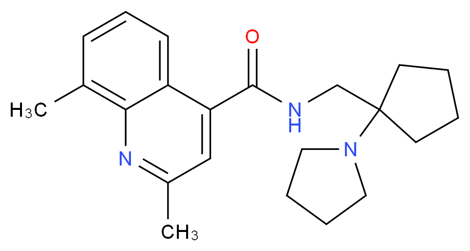 2,8-dimethyl-N-{[1-(1-pyrrolidinyl)cyclopentyl]methyl}-4-quinolinecarboxamide_分子结构_CAS_)