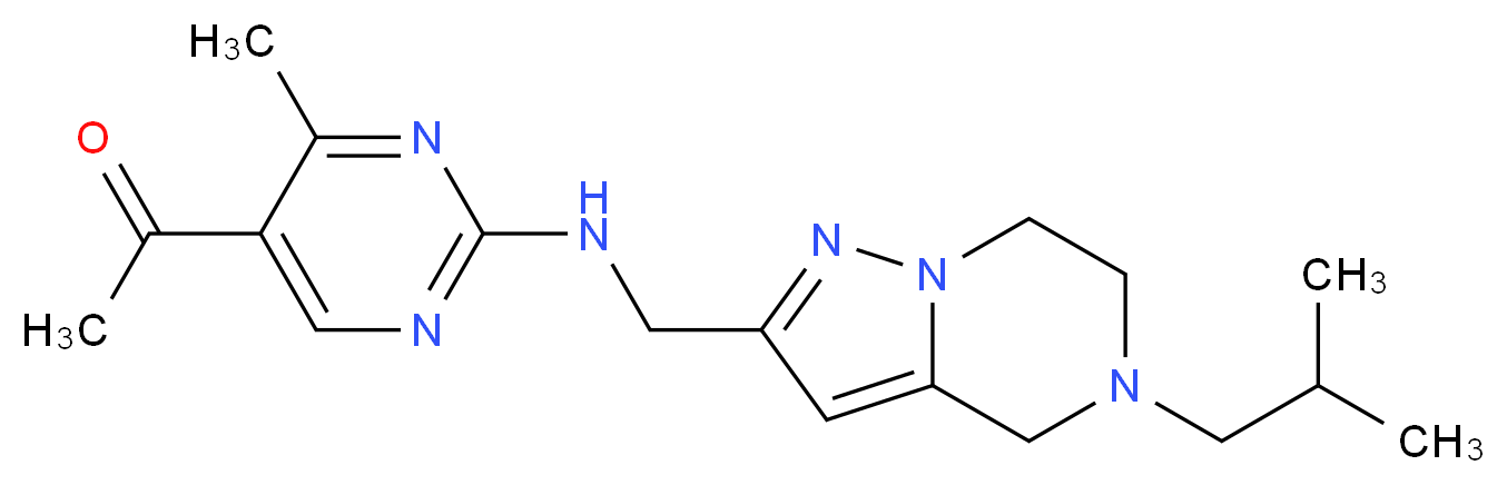 1-(2-{[(5-isobutyl-4,5,6,7-tetrahydropyrazolo[1,5-a]pyrazin-2-yl)methyl]amino}-4-methylpyrimidin-5-yl)ethanone_分子结构_CAS_)
