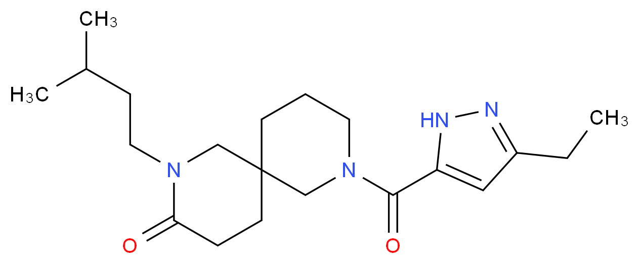 8-[(3-ethyl-1H-pyrazol-5-yl)carbonyl]-2-(3-methylbutyl)-2,8-diazaspiro[5.5]undecan-3-one_分子结构_CAS_)