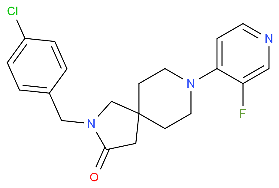 2-(4-chlorobenzyl)-8-(3-fluoro-4-pyridinyl)-2,8-diazaspiro[4.5]decan-3-one_分子结构_CAS_)