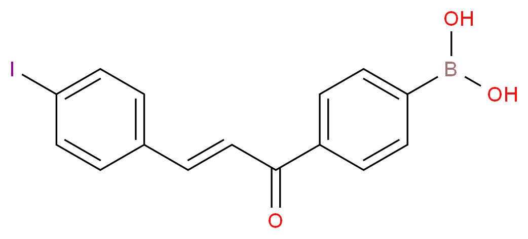 {4-[(2E)-3-(4-iodophenyl)prop-2-enoyl]phenyl}boronic acid_分子结构_CAS_562823-84-1