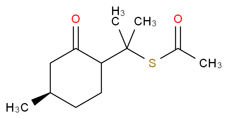 (5R)-2-[2-(acetylsulfanyl)propan-2-yl]-5-methylcyclohexan-1-one_分子结构_CAS_63299-27-4