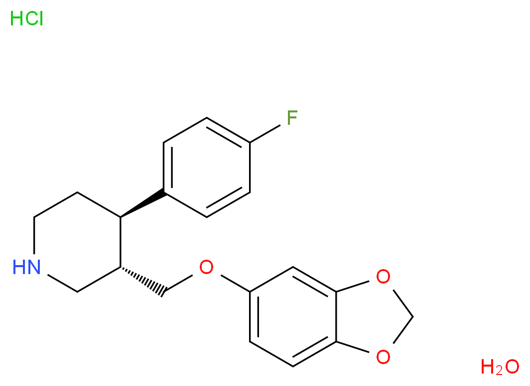 (3S,4R)-3-[(2H-1,3-benzodioxol-5-yloxy)methyl]-4-(4-fluorophenyl)piperidine hydrate hydrochloride_分子结构_CAS_110429-35-1